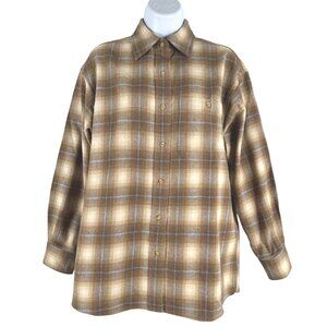 Pendleton Wool Button Front Shirt‎ Womens Small Plaid Long Sleeve TP-3541